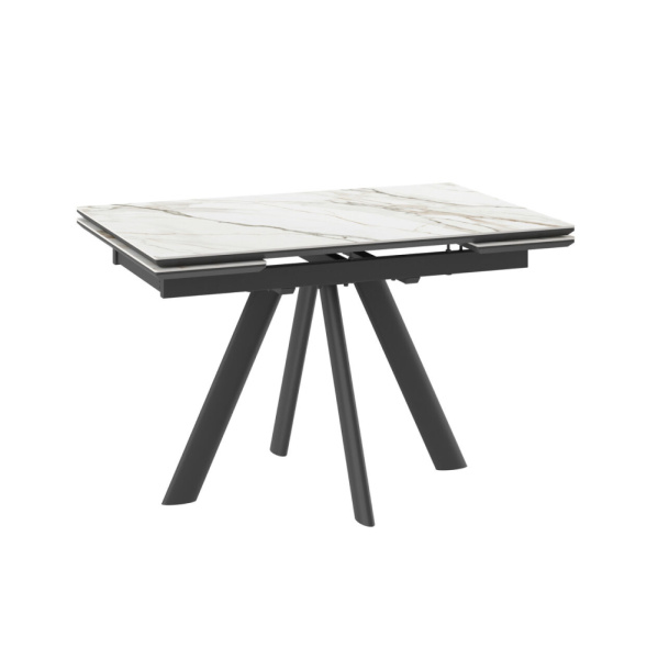 Стол JACK-120, раздвижной 120(30+30)х80, CALAKATTA GOLD ST CER/ЧЕРНЫЙ